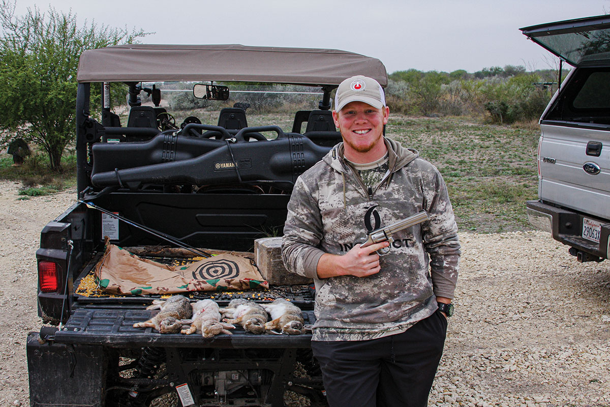 Smith & Wesson’s Model 648 in 22 Magnum put a few cottontails in the frying pan during this Texas deer hunt.